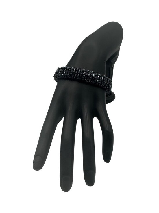 Handwoven Black Beaded Bracelet With Magnetic Clasp - Picture 1 of 4